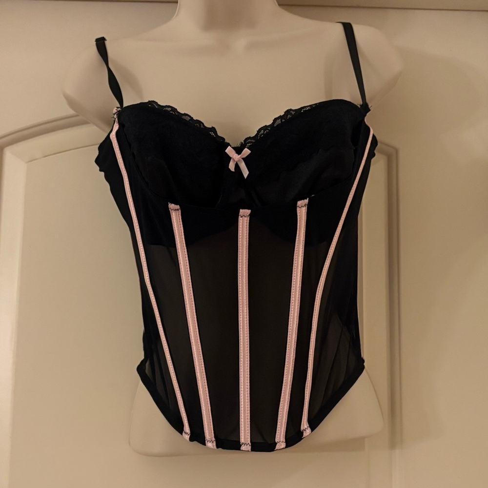 Dolls Kill Songstress Corset Top‎ Generation Kiss Y2K Mesh Sheer